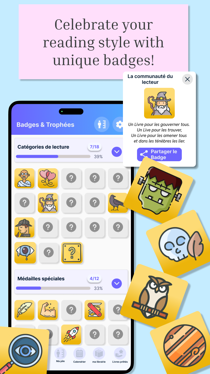 Défis de lecture et badges Book Nova - gamification pour motiver vos lectures