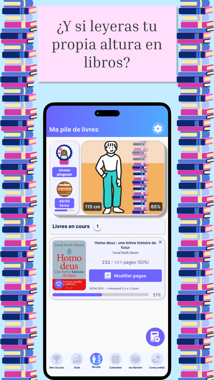 Application de gestion de bibliothèque Book Nova - tableau de bord de lecture avec suivi de progression