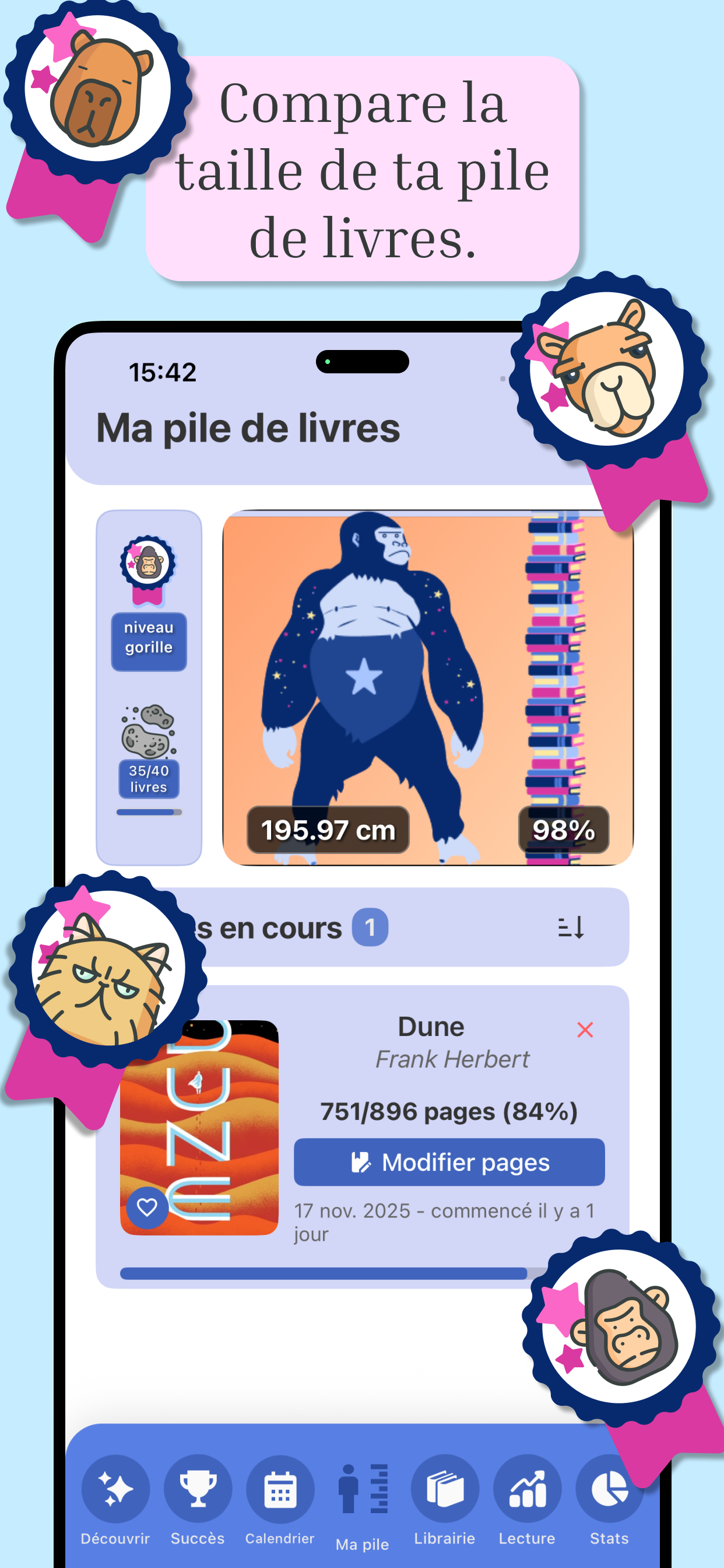 Statistiques de lecture détaillées dans Book Nova - visualisez vos habitudes de lecture et objectifs